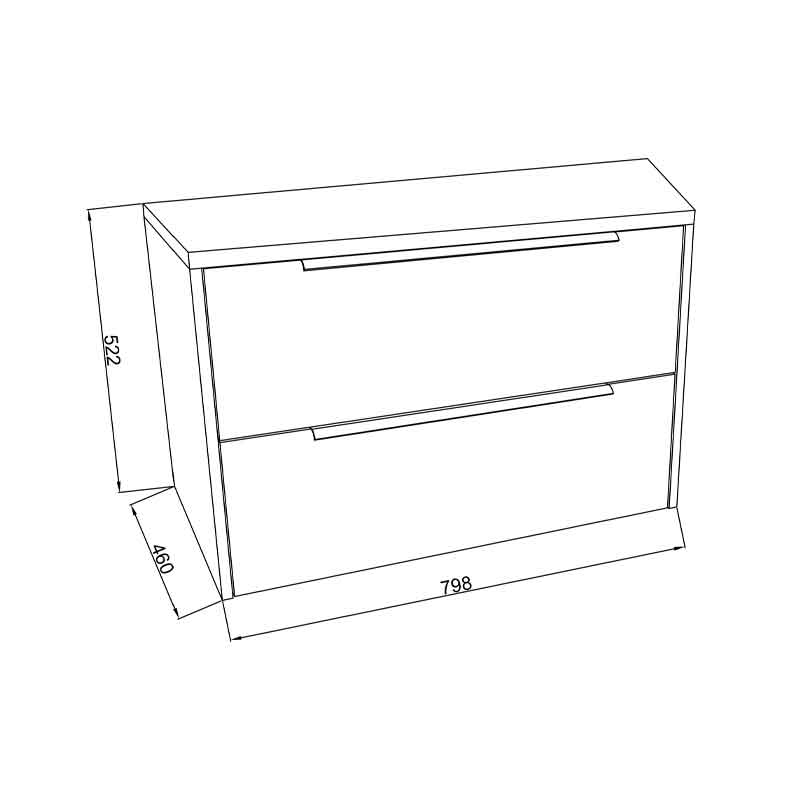 Mobilier suspendat pentru lavoar pe blat Fluminia Istria 80, front riflat, 80x46 cm, alb mat, mânere aurii