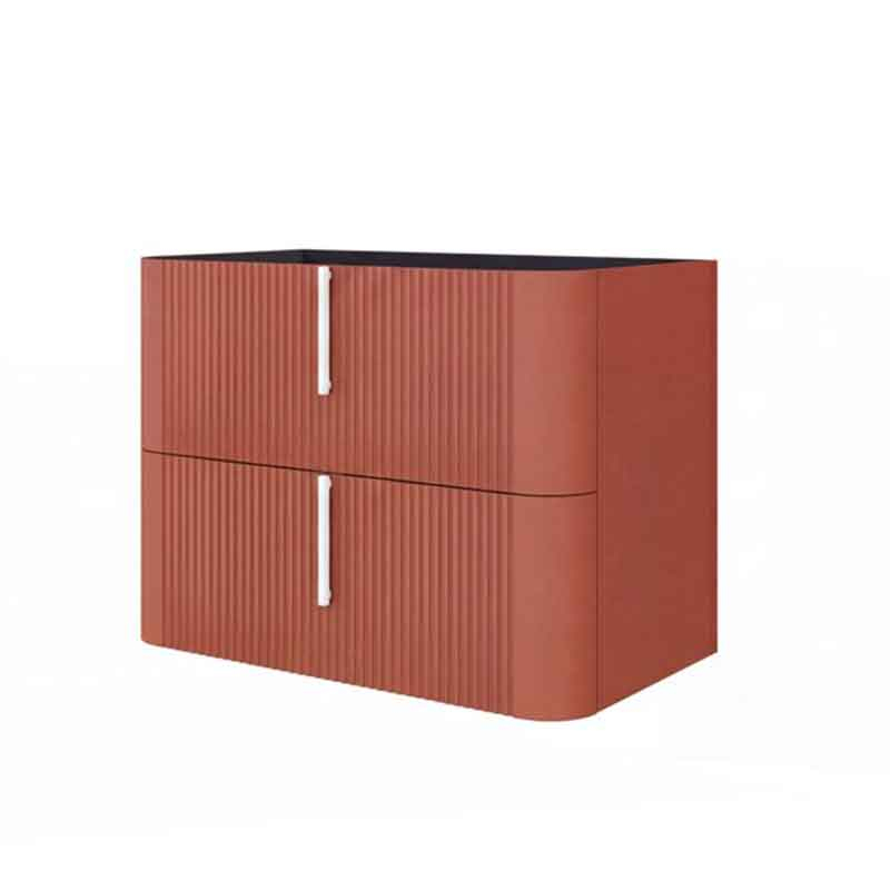 Mobilier suspendat pentru lavoar Fluminia Pisa 80 cm, front riflat, 80 × 46 cm, mattone, mâner alb mat