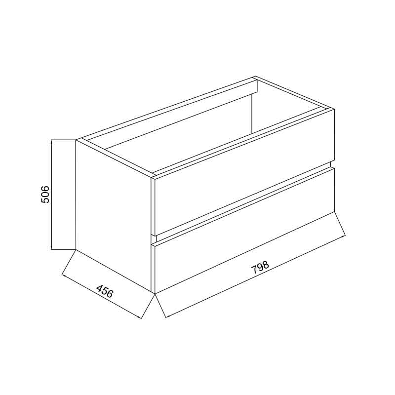 Mobilier suspendat pentru lavoar Fluminia, Genova 80, front și laterale netede, nero mat/rovere moka
