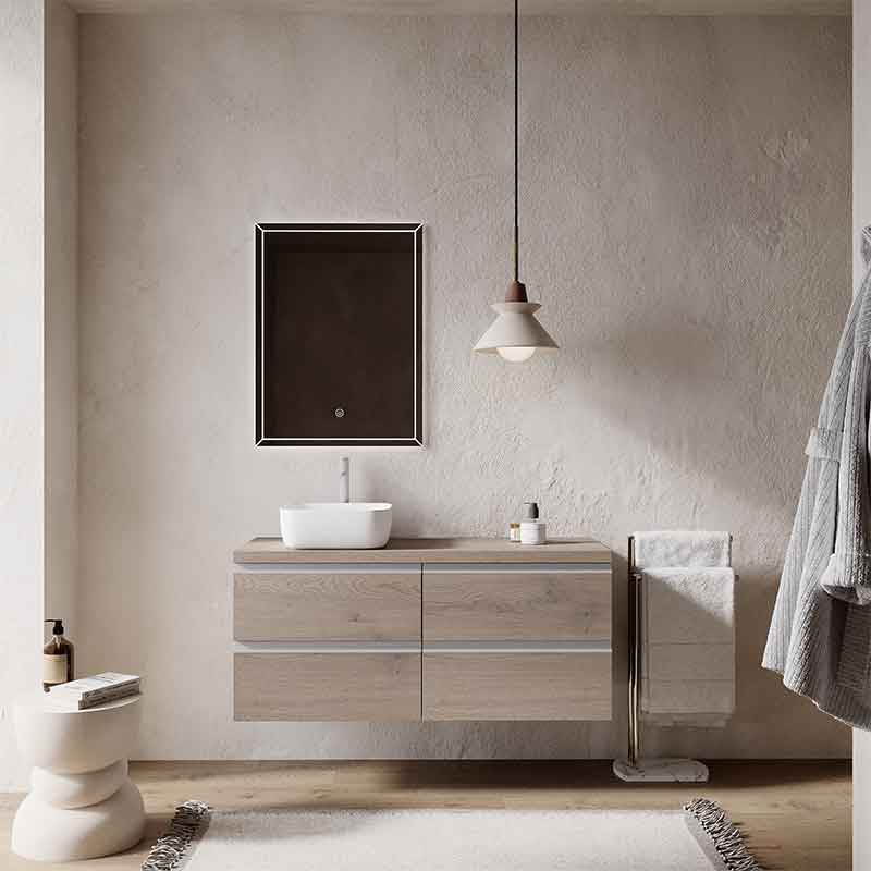 Blat pentru mobilier de baie Fluminia, 120x46 cm, noce americano
