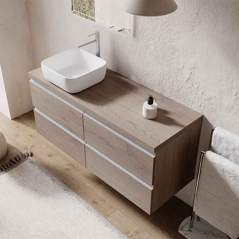 Blat pentru mobilier de baie Fluminia, 120x46 cm, noce americano