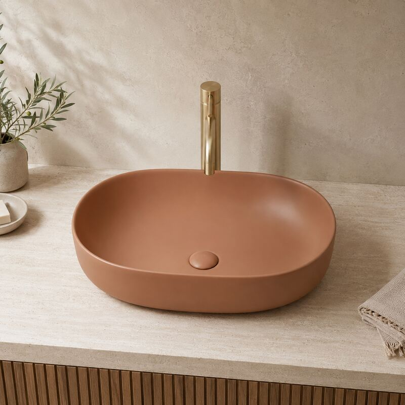 Lavoar pe blat Fluminia, Odera, oval, 60 x 41.5 cm, mattone