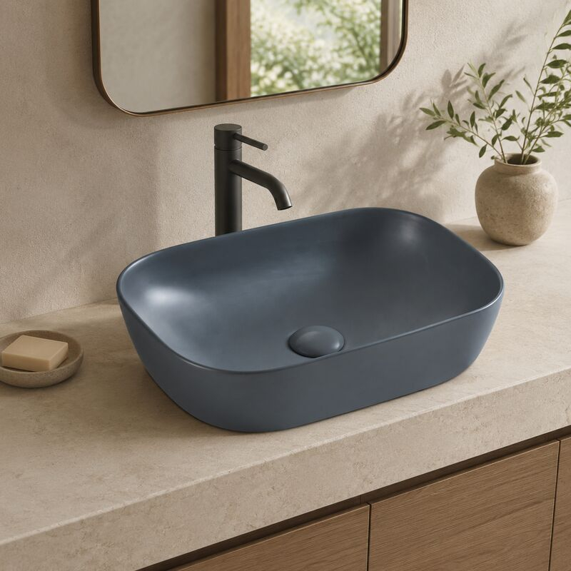 Lavoar pe blat Fluminia, Crius, dreptunghiular, 45,5 x 32 cm, gri deschis
