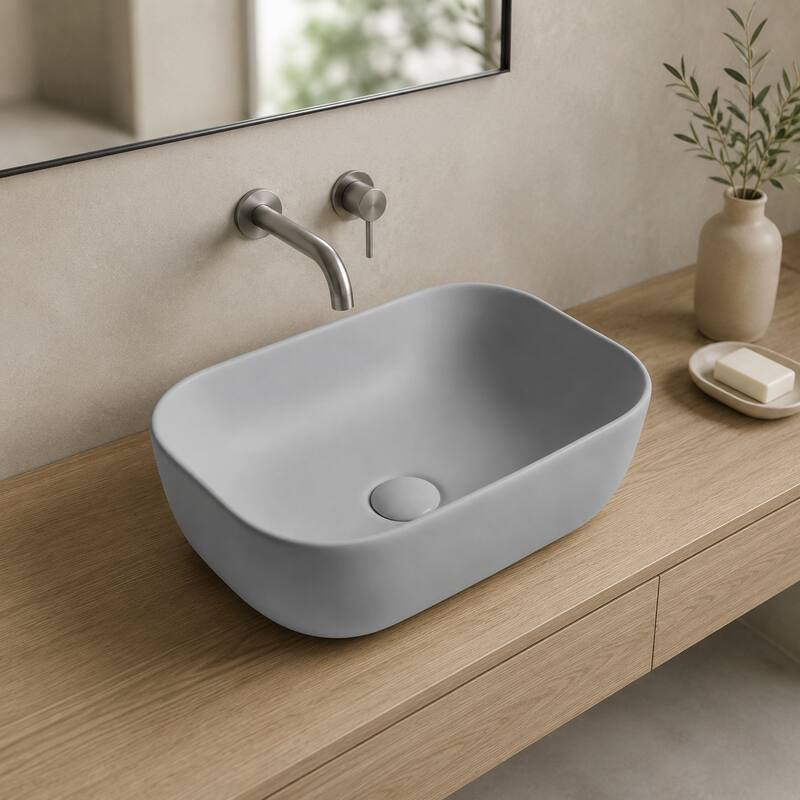 - Lavoar pe blat Fluminia, Crius, dreptunghiular, 45,5 x 32 cm, gri deschis