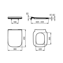 Capac vas WC Ideal Standard I.Life B, slim, Soft Close, duroplast, 36x45x4,5 cm, alb