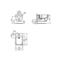 Bideu suspendat Ideal Standard i.life B, cu preaplin, 1 orificiu pentru baterie, 54 x 35,5 cm, alb