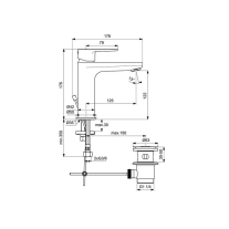 Baterie lavoar Ideal Standard Cerafine 120, cartuș ceramic, ventil Pop-Up, negru mat