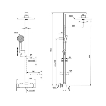 Coloană de duș Ideal Standard CeraFlow Alu+, cu baterie termostatată CoolBody, negru mat