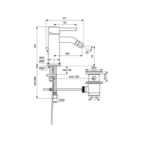Baterie de bideu Ideal Standard Ceraline, cu ventil Pop-Up, crom