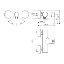  Baterie duș Ideal Standard Ceraline,  montaj aparent, negru satinat
