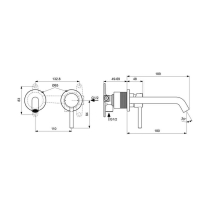 Baterie de lavoar încastrată Ideal Standard, pipă 189 mm, crom