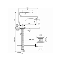 Baterie de lavoar Ideal Standard Alpha 75, cu ventil Pop-up metalic, crom