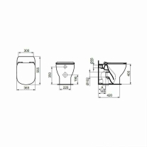 Vas WC stativ Ideal Standard, Tesi AquaBlade BTW, pentru rezervor încastrat, alb