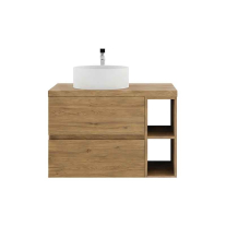  Mobilier suspendat pentru lavoar Fluminia Genova 60, front și laterale netede, 60x46 cm, rovere naturale