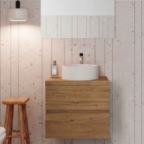  Mobilier suspendat pentru lavoar Fluminia Genova 60, front și laterale netede, 60x46 cm, rovere naturale