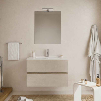 Mobilier suspendat pentru lavoar Fluminia Genova 80, front rugos, 80x46 cm, almond/noce americano