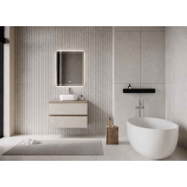 Mobilier suspendat pentru lavoar Fluminia Genova 80, front rugos, 80x46 cm, almond/noce americano