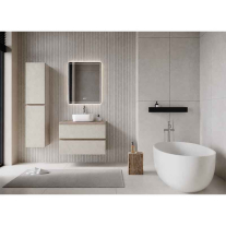 Mobilier suspendat pentru lavoar Fluminia Genova 80, front rugos, 80x46 cm, almond/noce americano