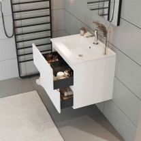 Mobilier suspendat pentru lavoar Fluminia Genova 60, front și laterale netede, 60x46 cm, alb lucios