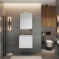 Mobilier suspendat pentru lavoar Fluminia Genova 60, front și laterale netede, 60x46 cm, alb lucios