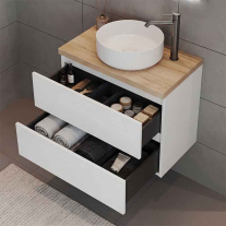 Mobilier suspendat pentru lavoar Fluminia Genova 60, front și laterale netede, 60x46 cm, alb lucios