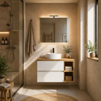 Mobilier suspendat pentru lavoar Fluminia Genova 60, front și laterale netede, 60x46 cm, alb lucios