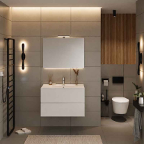 Mobilier suspendat pentru lavoar Fluminia Genova 80, front și laterale netede, 80x46 cm, alb lucios