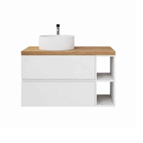 Mobilier suspendat pentru lavoar Fluminia Genova 80, front și laterale netede, 80x46 cm, alb lucios