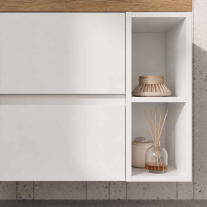 Mobilier suspendat pentru lavoar Fluminia Genova 80, front și laterale netede, 80x46 cm, alb lucios