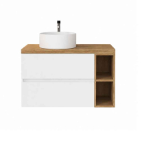 Mobilier suspendat pentru lavoar Fluminia Genova 80, front și laterale netede, 80x46 cm, alb lucios