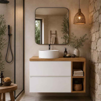 Mobilier suspendat pentru lavoar Fluminia Genova 80, front și laterale netede, 80x46 cm, alb lucios