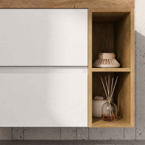 Mobilier suspendat pentru lavoar Fluminia Genova 80, front și laterale netede, 80x46 cm, alb lucios