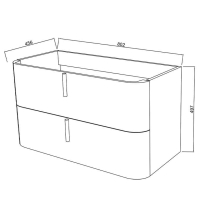 Mobilier suspendat pentru lavoar Fluminia Pisa 80 cm, front neted, 80 × 46 cm, alb mat, mânere albe mat