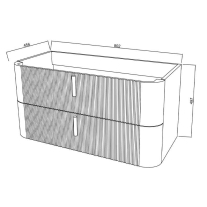 Mobilier suspendat pentru lavoar Fluminia Pisa 100 cm, front riflat, 100 × 46 cm, mattone, mâner alb mat