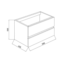 Mobilier suspendat pentru lavoar Fluminia, Genova 60, front rugos, laterale netede, almond/noce americano