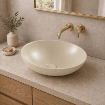 Lavoar pe blat Fluminia, Rio, oval, 41 x 33 cm, cappuccino