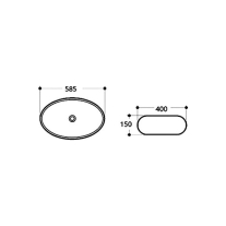 Lavoar pe blat Fluminia, Lheea, oval, 58.5 x 40 cm, negru mat