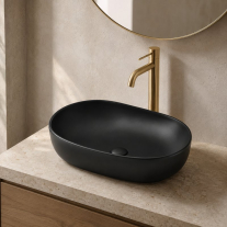 Lavoar pe blat Fluminia, Odera, oval, 60 x 41.5 cm, negru mat