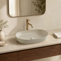 Lavoar pe blat Fluminia, Odera Slim, oval, 61 x 41.5 cm, cappuccino