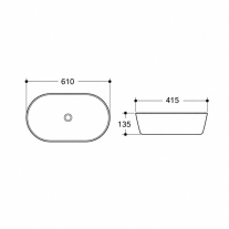Lavoar pe blat Fluminia, Odera Slim, oval, 61 x 41.5 cm, cappuccino