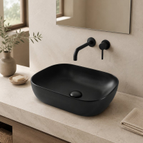  Lavoar pe blat Fluminia, Crius, dreptunghiular, 45,5 x 32 cm, negru mat