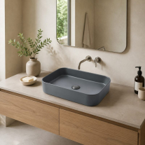 Lavoar pe blat Fluminia, Capri 55 Art Basin, dreptunghiular, 55 x 38 cm, gri închis