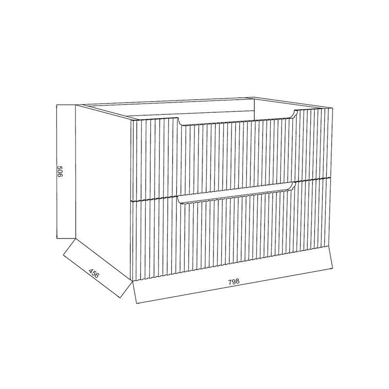 Mobilier pentru lavoar pe blat Fluminia, Malta, finisaj riflat, 80 cm, Rovere Oro