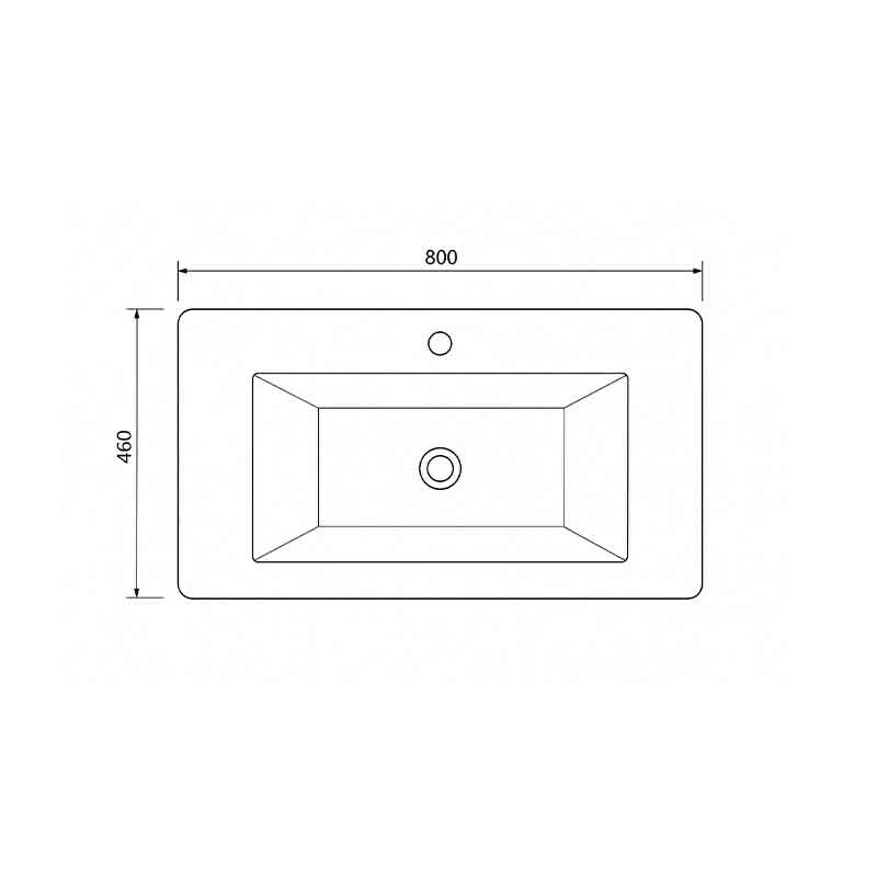 Lavoar compozit Fluminia PISA-80, cu colțuri rotunjite, 80 x 46 cm, alb mat