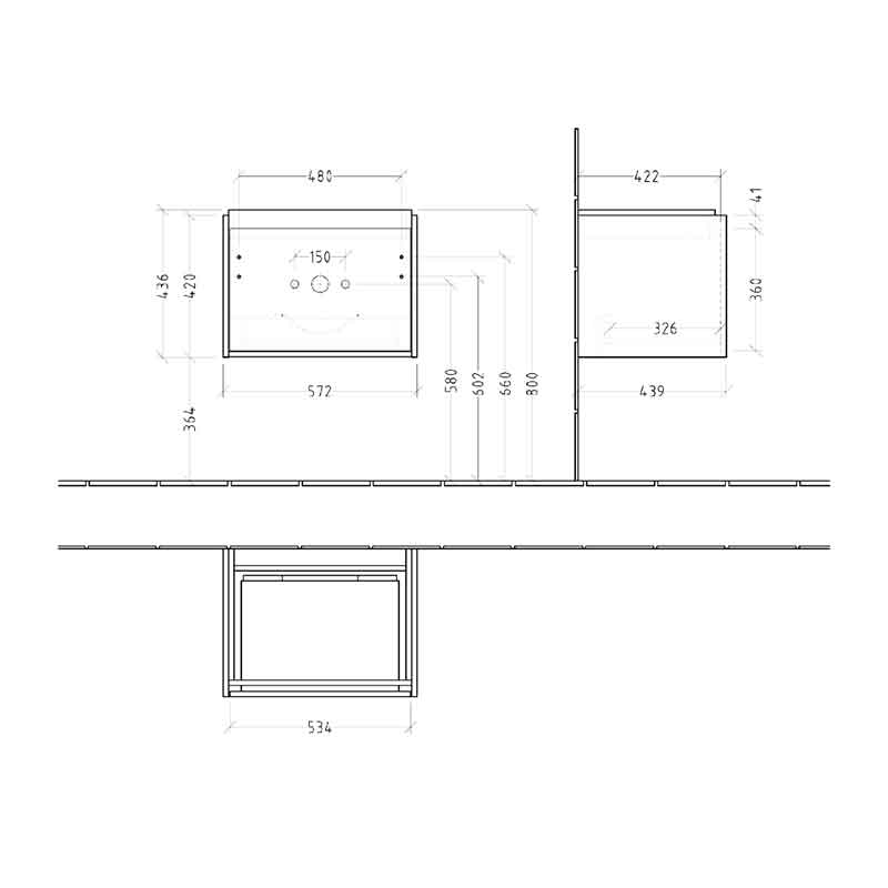 Mobilier suspendat pentru lavoar Villeroy & Boch Skyla 60 cm, 1 sertar Soft Close, nordic oak