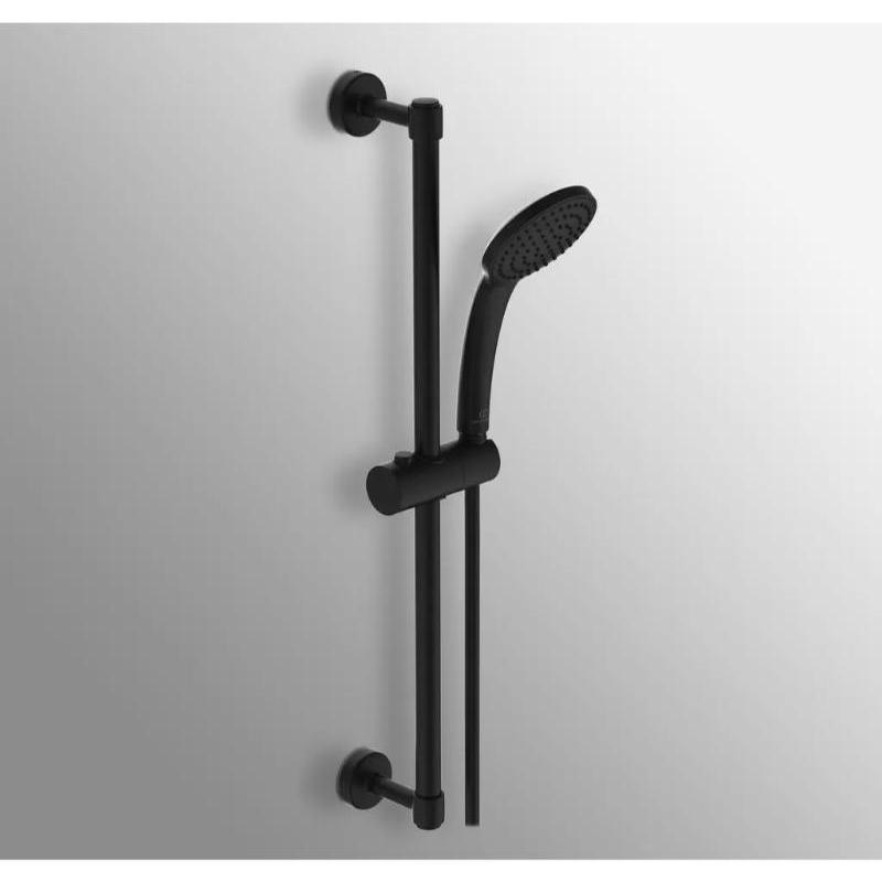Set de duș Ideal Standard, Idealrain Soft cu pară, bară de duș și furtun, negru mat