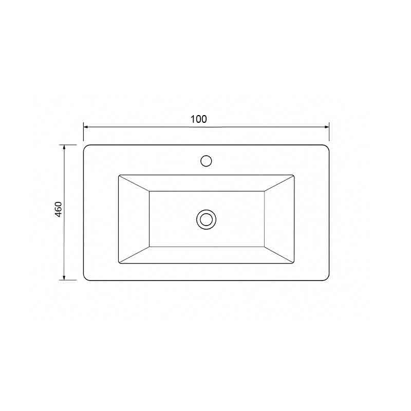 Lavoar compozit Fluminia PISA-100, cu colțuri rotunjite, 100 x 46 cm, alb mat