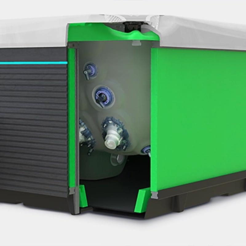 Minipiscină Atlas PeakLife Premium Plus, cu capac, jeturi luminoase și sistem WIS integrat