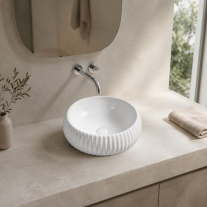 Lavoar pe blat Fluminia, Adel R, exterior riflat, 40.5x40.5 cm, alb