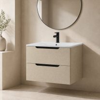 Mobilier pentru lavoar pe blat Fluminia, Malta, finisaj rugos, 80 cm, almond